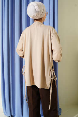 Loyşa Yan İp Bağlamalı Tunik Bej - Tunik