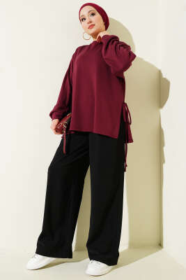 Loyşa Yan İp Bağlamalı Tunik Bordo - Tunik