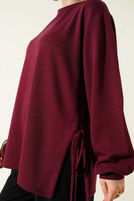 Loyşa Yan İp Bağlamalı Tunik Bordo - Tunik