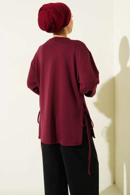 Loyşa Yan İp Bağlamalı Tunik Bordo - Yılın Fırsatı