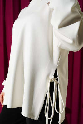 Loyşa Yan İp Bağlamalı Tunik Ekru - Yılın Fırsatı