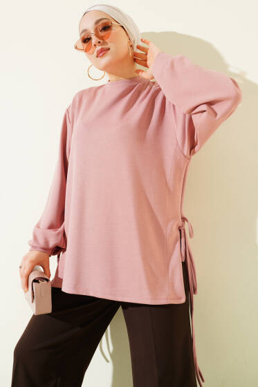 Loyşa Yan İp Bağlamalı Tunik Gül Kurusu - Tunik