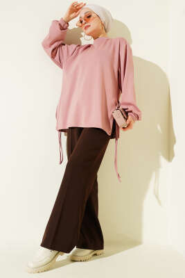 Loyşa Yan İp Bağlamalı Tunik Gül Kurusu - Tunik