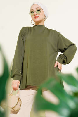 Loyşa Yan İp Bağlamalı Tunik Haki - Yılın Fırsatı