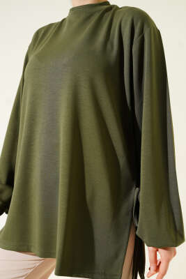 Loyşa Yan İp Bağlamalı Tunik Haki - Yılın Fırsatı