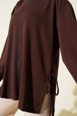 Loyşa Yan İp Bağlamalı Tunik Kahve - Yılın Fırsatı