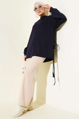 Loyşa Yan İp Bağlamalı Tunik Lacivert - Yılın Fırsatı