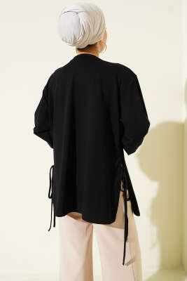 Loyşa Yan İp Bağlamalı Tunik Siyah - Yılın Fırsatı