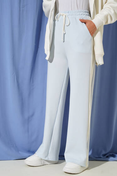 Loyşa Yan Şeritli Bel Lastikli Pantolon Bebe Mavi - Pantolon