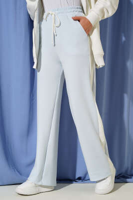 Loyşa Yan Şeritli Bel Lastikli Pantolon Bebe Mavi - Yılın Fırsatı