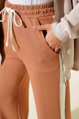 Loyşa Yan Şeritli Bel Lastikli Pantolon Camel - Pantolon