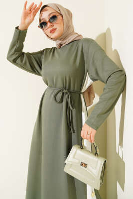 Loyşa Yan Şeritli Elbise Çağla Yeşili - Elbise