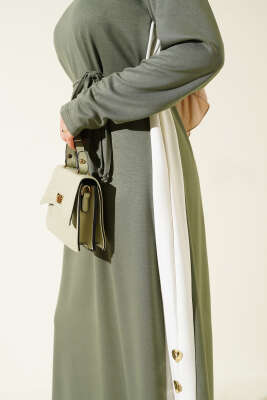 Loyşa Yan Şeritli Elbise Çağla Yeşili - Elbise