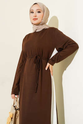 Loyşa Yan Şeritli Elbise Kahve - Elbise