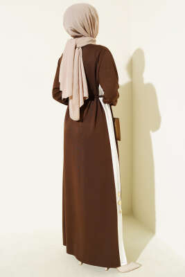 Loyşa Yan Şeritli Elbise Kahve - Elbise