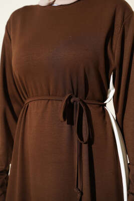 Loyşa Yan Şeritli Elbise Kahve - Elbise