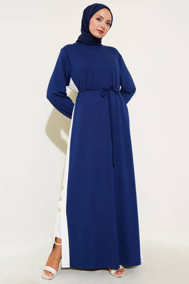 Loyşa Yan Şeritli Elbise Lacivert - Elbise