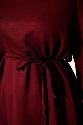 Loyşa Yan Yırtmaçlı Kuşaklı Tunik Bordo - Yılın Fırsatı