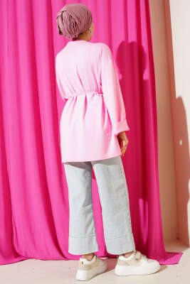 Loyşa Yan Yırtmaçlı Kuşaklı Tunik Pembe - 300-500 TL Ürünler