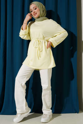 Loyşa Yan Yırtmaçlı Kuşaklı Tunik Sarı - Tunik