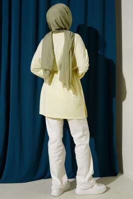 Loyşa Yan Yırtmaçlı Kuşaklı Tunik Sarı - Tunik