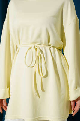 Loyşa Yan Yırtmaçlı Kuşaklı Tunik Sarı - Tunik