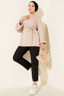 Loyşa Yan Yırtmaçlı Kuşaklı Tunik Taş - Yılın Fırsatı