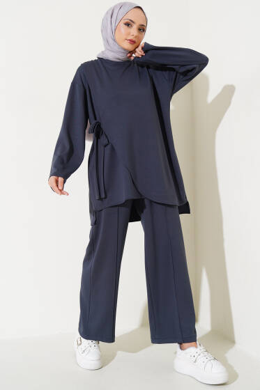 Loyşa Yandan Bağlamalı Çımalı İkili Takım Kayrak Grisi - İkili Takım