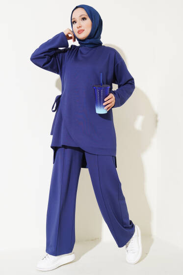 Loyşa Yandan Bağlamalı Çımalı İkili Takım Lacivert - İkili Takım