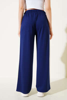 Loyşa Yanı Kalın Şeritli Pantolon Lacivert - Kadın Giyim Modelleri