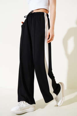 Loyşa Yanı Kalın Şeritli Pantolon Siyah - Kadın Giyim Modelleri