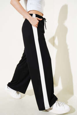 Loyşa Yanı Kalın Şeritli Pantolon Siyah - Kadın Giyim Modelleri