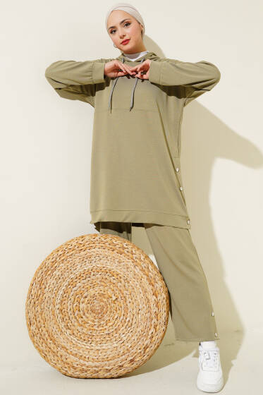 Loyşa Yanları Çıtçıtlı İkili Takım Çağla Yeşili - İkili Takım