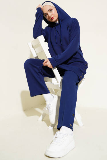 Loyşa Yanları Çıtçıtlı İkili Takım Lacivert - İkili Takım