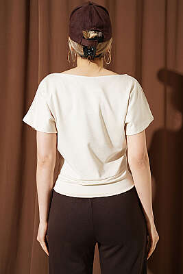 Loyşa Yarasa Kollu Bluz Bej - Kadın Giyim Modelleri