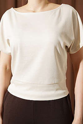 Loyşa Yarasa Kollu Bluz Bej - Kadın Giyim Modelleri