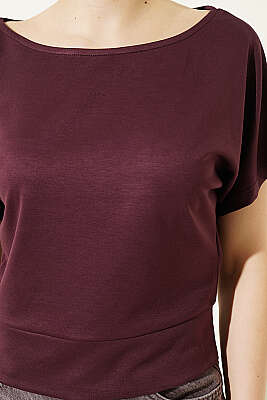 Loyşa Yarasa Kollu Bluz Mürdüm - Kadın Giyim Modelleri