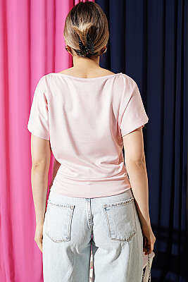 Loyşa Yarasa Kollu Bluz Pembe - Kadın Giyim Modelleri