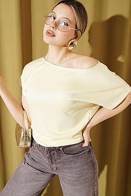 Loyşa Yarasa Kollu Bluz Sarı - Kadın Giyim Modelleri