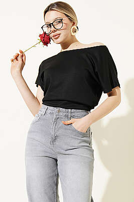 Loyşa Yarasa Kollu Bluz Siyah - Kadın Giyim Modelleri