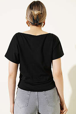 Loyşa Yarasa Kollu Bluz Siyah - Kadın Giyim Modelleri