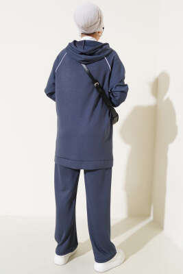 Loyşa Yarım Çıtçıtlı Kapüşonlu İkili Takım Füme - İkili Takım