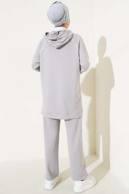 Loyşa Yarım Çıtçıtlı Kapüşonlu İkili Takım Gri - İkili Takım
