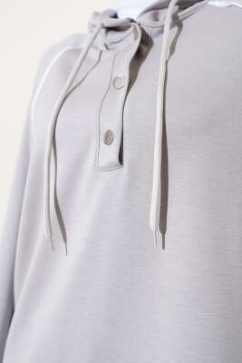 Loyşa Yarım Çıtçıtlı Kapüşonlu İkili Takım Gri - İkili Takım