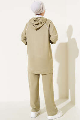 Loyşa Yarım Çıtçıtlı Kapüşonlu İkili Takım Haki - İkili Takım
