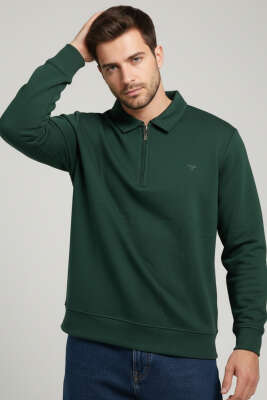Loyşa Yarım Fermuar Erkek Sweatshirt Nefti - FRESHMAN