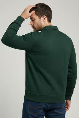 Loyşa Yarım Fermuar Erkek Sweatshirt Nefti - Erkek Sweatshirt