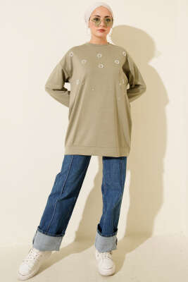 Loyşa Yuvarlak İncili Tunik Çağla Yeşili - Tunik