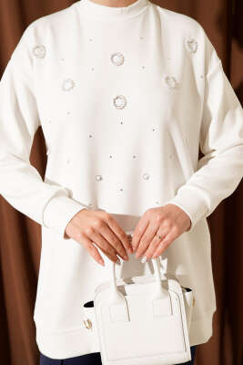 Loyşa Yuvarlak İncili Tunik Ekru - Tunik