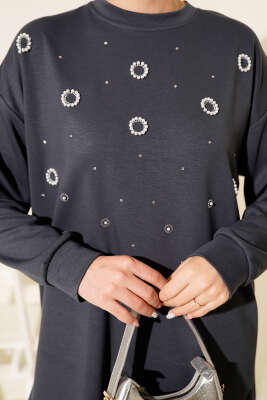 Loyşa Yuvarlak İncili Tunik Füme - Tunik